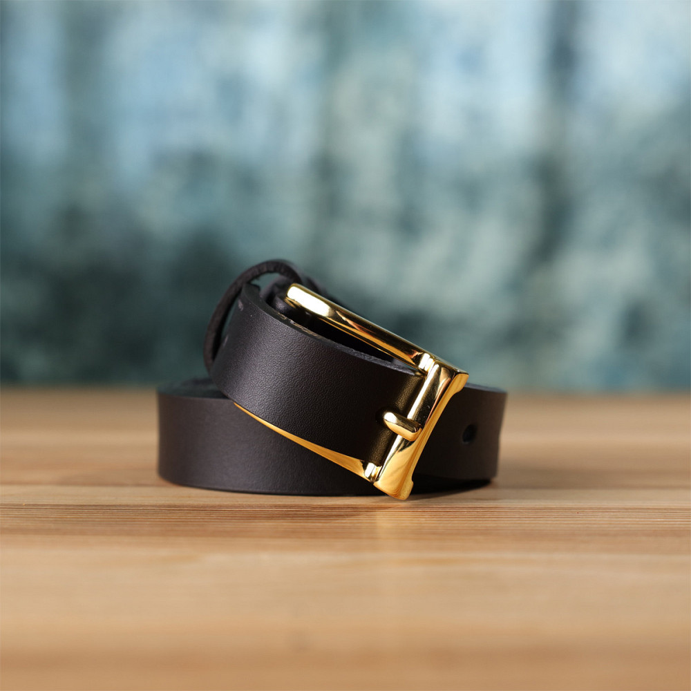 Тонкий шкіряний ремінь для жінок Чорний (GRANDE PELLE) Київ - фото 4