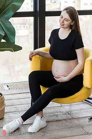 Трикотажные лосины для беременных под животик Kaily new 2XL Юла Мама Черный 12.39.011 Кривой Рог