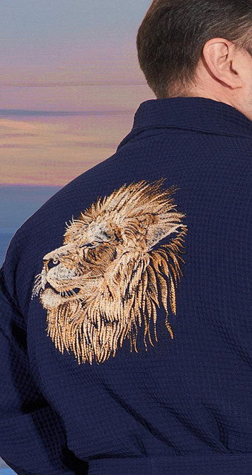 Мужской вафельный халат с вышивкой полезный подарок (56-58) Киев - изображение 3