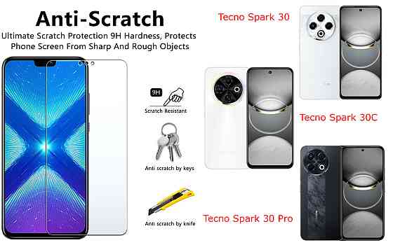 Защитное стекло NeoGlass для Tecno Spark 30 KL6, Spark 30C KL5n, Spark 30 Pro – ультрапрозрачное и устойчивое Киев