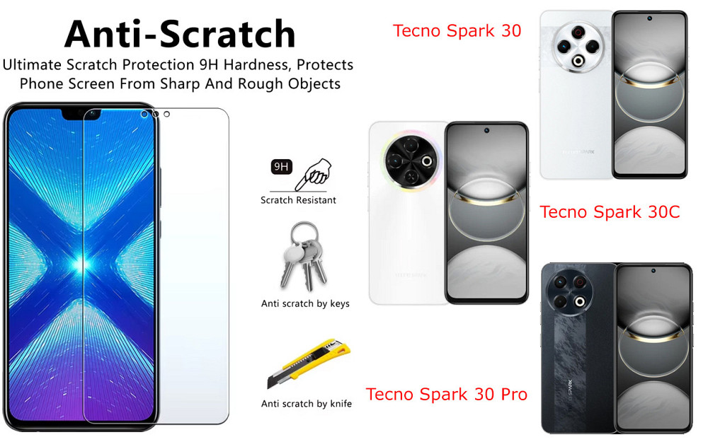 Защитное стекло NeoGlass для Tecno Spark 30 KL6, Spark 30C KL5n, Spark 30 Pro – ультрапрозрачное и устойчивое Киев - изображение 1