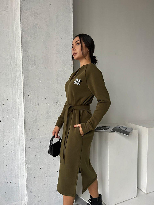 Довге жіноче тепле плаття туніка на флісі під пояс.  42-52р. Київ - фото 2