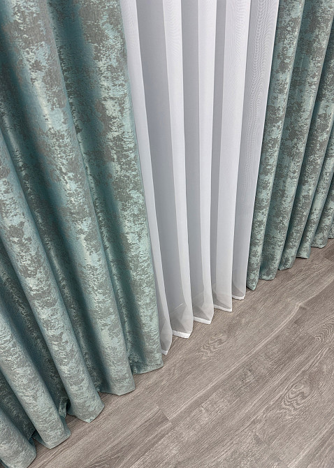 Шторна тканина жакард, колекція "Sultan XO" Туреччина колір бірюзово-сірий 1148ш Київ - фото 14