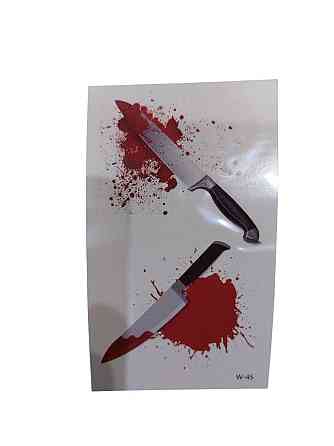 Наклейки тату для Хелловіну ножі 10 на 6 см червоний Київ