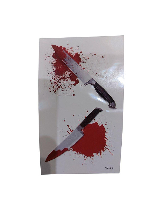 Наклейки тату для Хелловіну ножі 10 на 6 см червоний Київ - фото 1