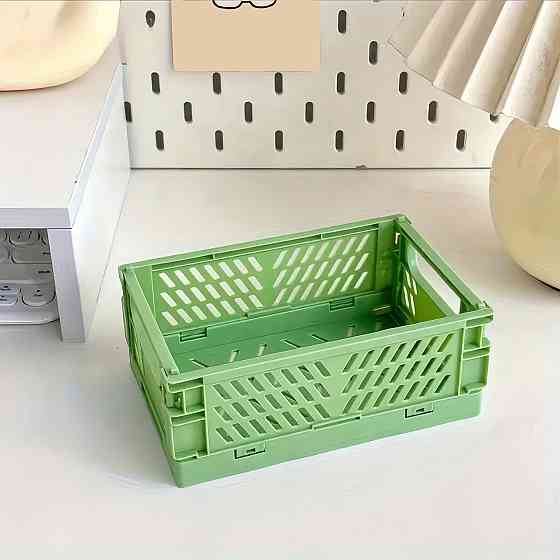 Пластиковий органайзер, складний кошик для зберігання, контейнер з ручками, 15×9.8×5.7см, колір зелений Кам'янець-Подільський