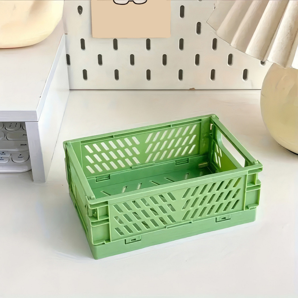 Пластиковый органайзер, складная корзина для хранения, контейнер  с ручками,  15×9.8×5.7см, цвет зеленый Каменец-Подольский - изображение 1
