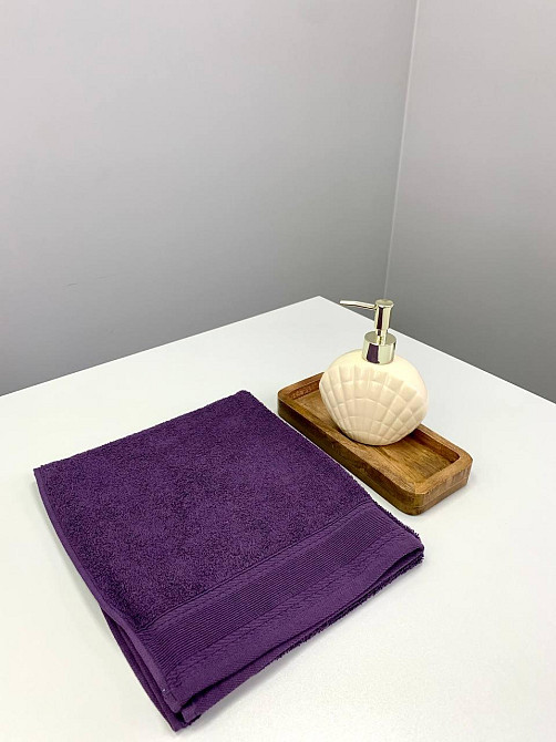 Рушник махровий Ideal Textile з бордюром однотонний 360 г/м2 50х80 см (56860711) Темно-фіолетовий Чернівці - фото 2