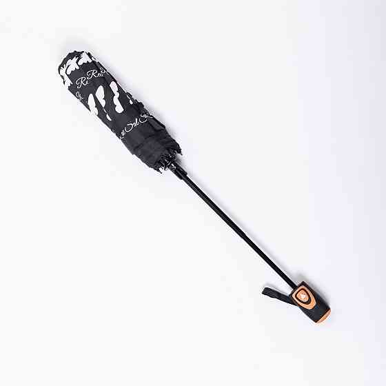 Зонт полуавтомат с принтом прочный из полиэстера диаметр 97 см Черный HP-23-2B Киев