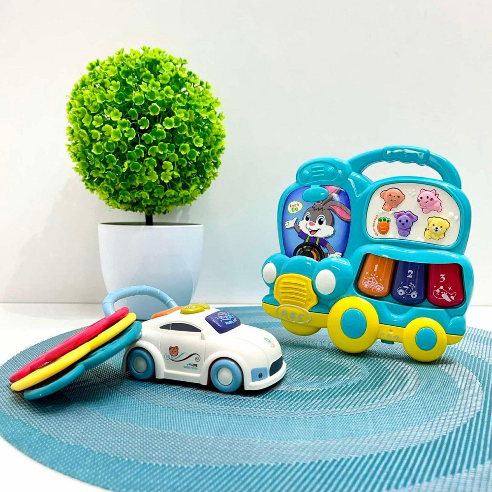Набір ігровий Limo Toy піаніно машинка брелок музика звук українські вірші світло Блакитний (FT 0027) Чернигов - изображение 1