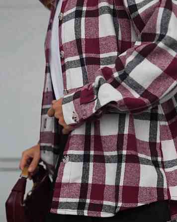 Жіноча стильна принтована сорочка в карту турецький кашемір Винний Одеса