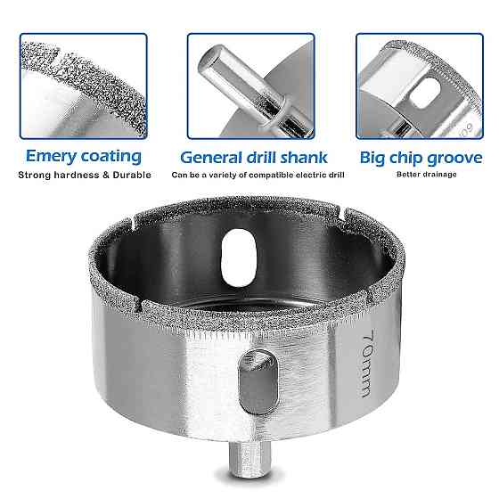 Алмазні коронки, коронки для плитки, коронки для розеток, коронки по керамограніту, коронки для плитки 70 мм (122319470) Київ