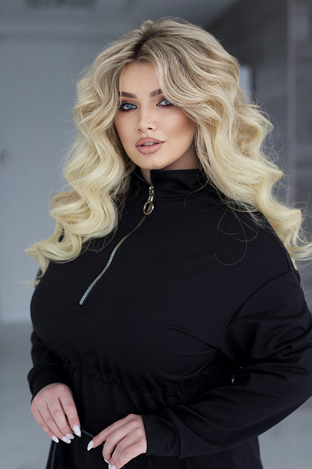 Трикотажне плаття оверсайз на кулісці "Answer" |  Норма та батал Чорний, 42-44 Київ - фото 5