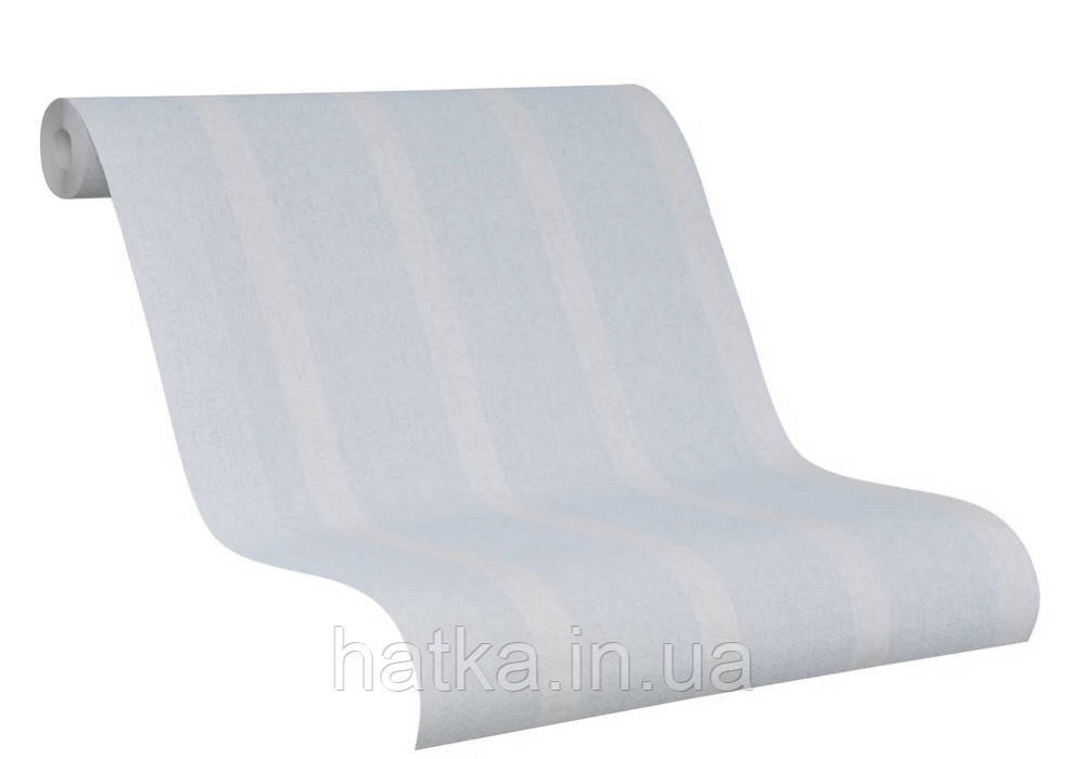 Обои виниловые на флизелине Marburg 31821 New modern полосы широкие узкие голубые светло серые под мешковину Киев - изображение 2