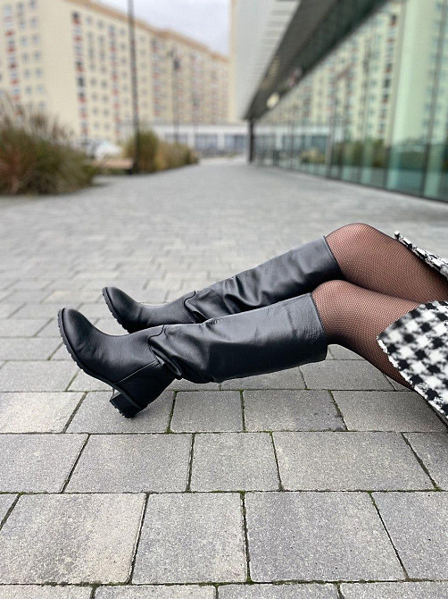 Valiente Чоботи жіночі VALIENTE чорні натуральна шкіра висота 43см обхват 38см размеры 36р. 38р Коломыя - изображение 7