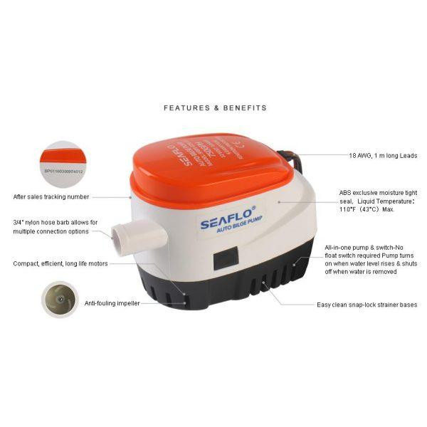 Помпа трюмна авто G750 Seaflo SFBP1-G750-06 Київ - фото 2