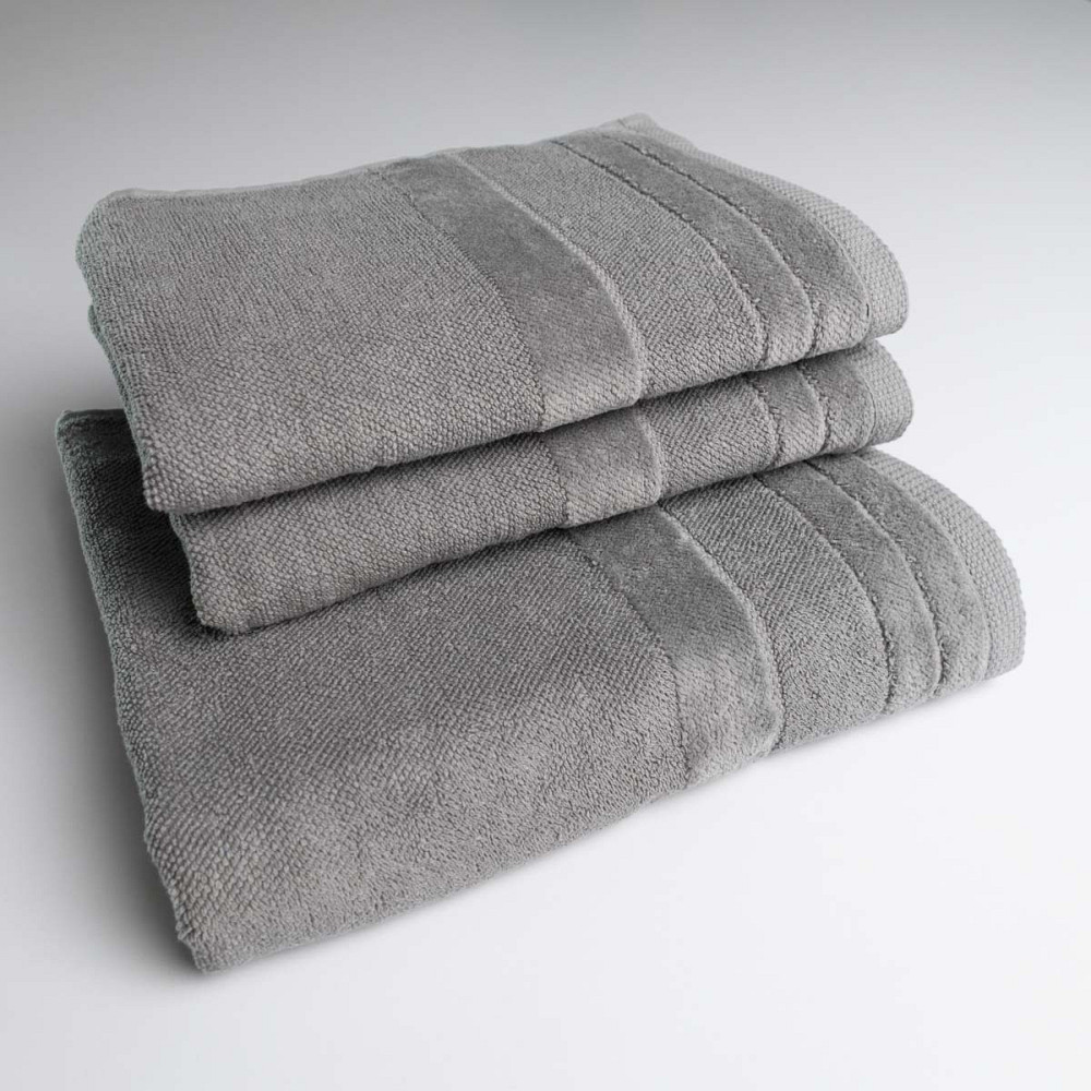 Набор махровых полотенец с велюровым бордюром 3шт GM Textile 50х90см, 50х90см, 70х140см 500г/м2 (Серый) Сумы - изображение 1