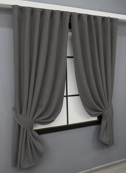 Комплект коротких штор VR-Textil Мікровелюр Petek № 1484ш Сірий 130х170 см 2 шт (35-0218) Київ - фото 2