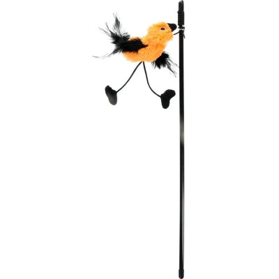 Игрушка для кошек Hippie Pet Удочка с птичкой оранжевая 48 см (HIPCW2303038O) Винница - изображение 1