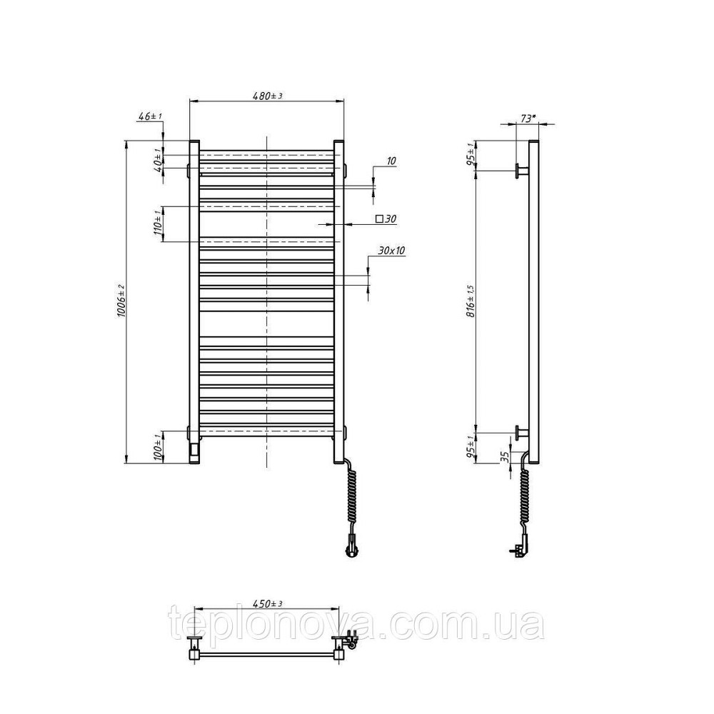 Електрична сушарка для рушників NAVIN Авангард X 480х1000 Sensor з WI-FI правобічна, біла Чернівці - фото 7