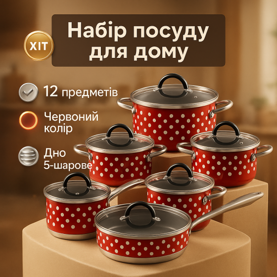 Набор кастрюль из нержавеющей стали, Комплект металлических кастрюль, Кастрюли с крышками WR-23 Львов