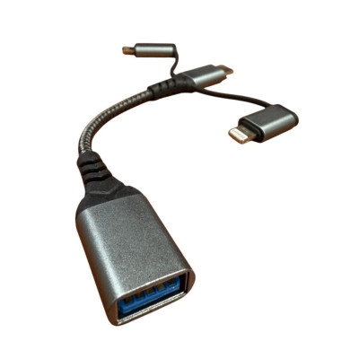Переходник OTG USB 3.0 AF to USB-C + Micro 5P + Lightning 0.11m 60W XoKo (XK-AC-155) Винница - изображение 3