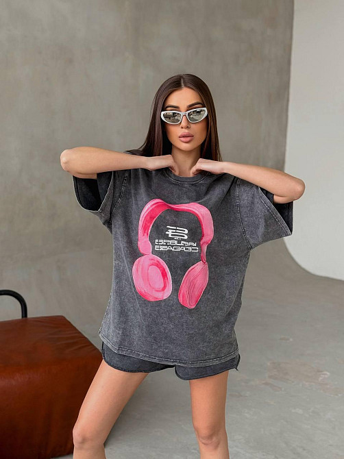 Женская стильная оверсайз футболка в технике тай-дай с накатом трикотаж - 100% хлопок Одесса - изображение 2