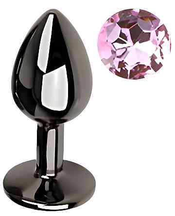 Анальная пробка с кристаллом EGZO - Dark Gray Round Plug Pink, size S Sex Aura Киев