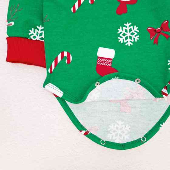 Теплий святковий боді-гольф для дітей Festive Reindeer зріст 98 см (2 - 3 роки) Malena Зелений з принтом Кривий Ріг