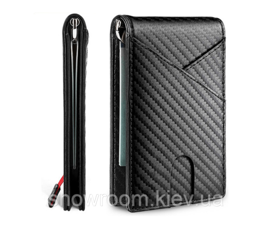 Шкіряний затискач для грошей Leather Collectuin (2772) carbon Київ