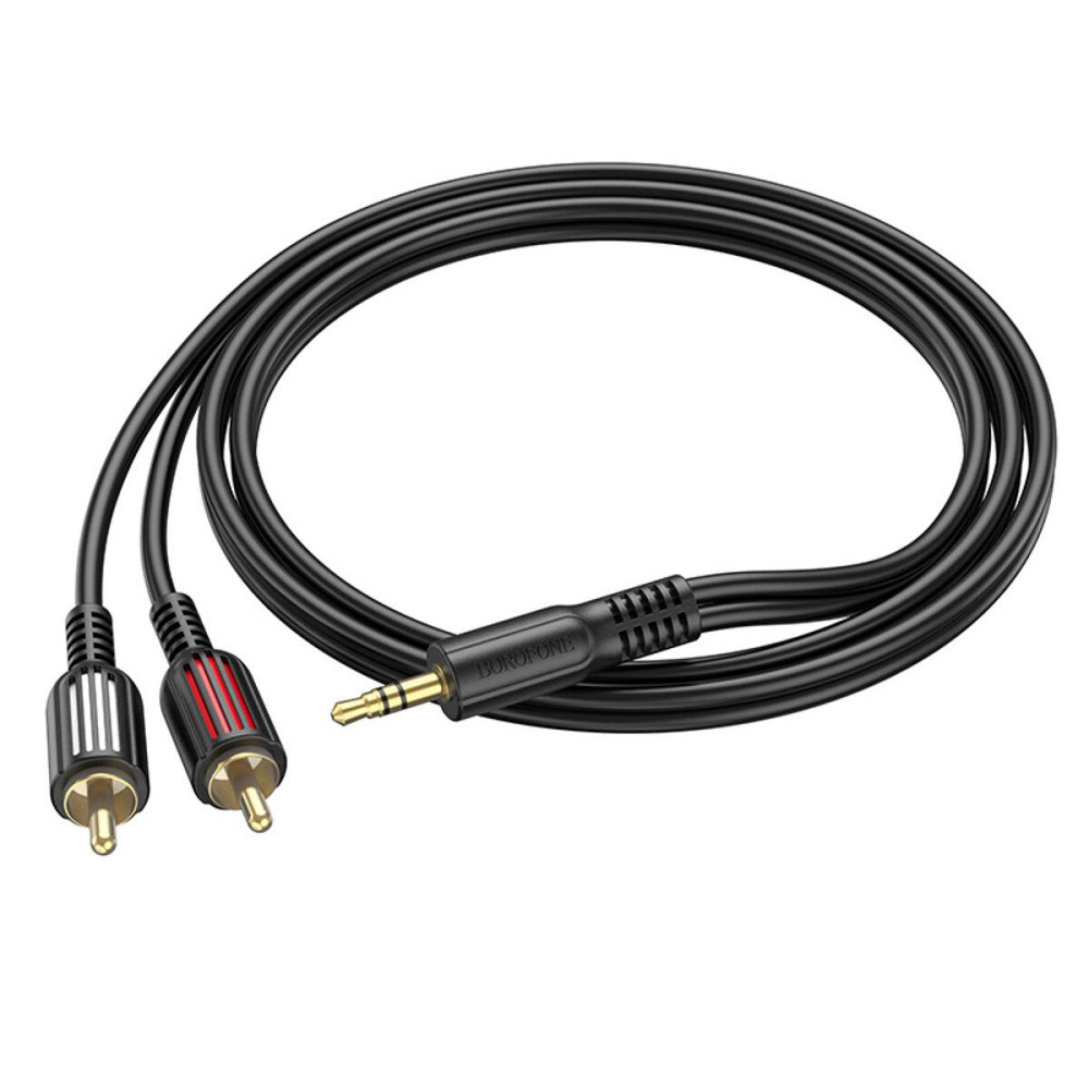 Аудіо кабель BOROFONE BL11 3.5 мм - double RCA audio cable, колір чорний BL11B Одеса - фото 2
