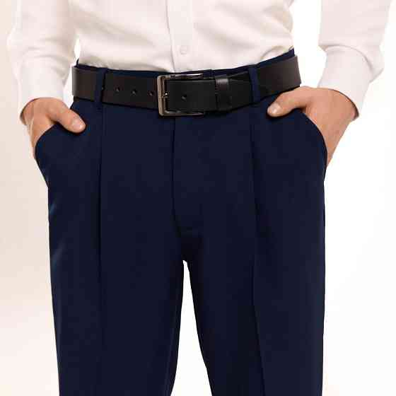 Темно-сині штани демісезонні для чоловіків. Штани Pobedov Legend сині з костюмки Київ