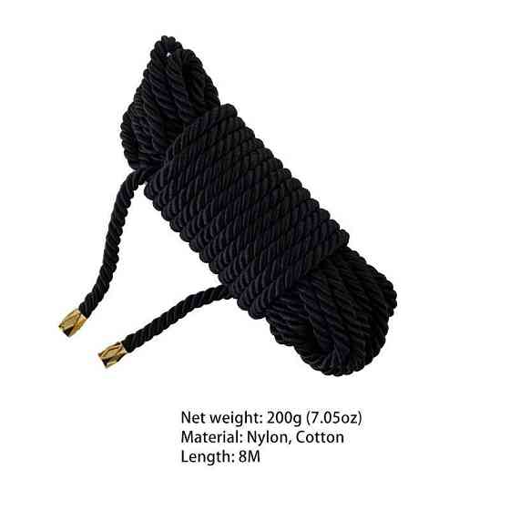 Веревка для шибари LOCKINK SEVANDA Shibari Pratice Rope, черная, 8 м, нейлон+хлопок Sex Aura Киев