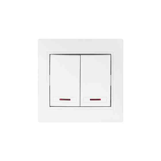 Вимикач 2-клавішний з підсвіткою білий Valeso BW-2002 Коломия