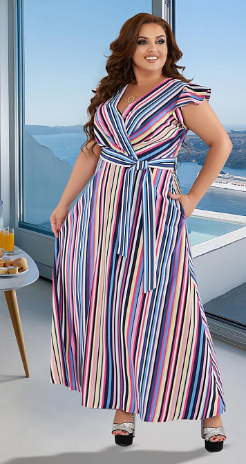 Платье без рукавов в полоску большого размера (54) Киев - изображение 2