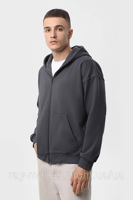 Худі на блискавці чоловіче базове RAY PREMIUM LOOSE темно-сіре(U0409М-Dark Grey) XXL Київ - фото 2