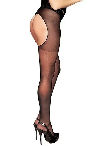Колготки-панчохи з поясом Anne De Ales LOLA T1 Black, з доступом і відкритою попою Львов - изображение 2