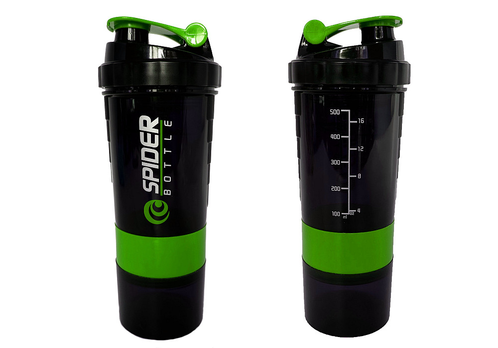 Шейкер спортивний EasyFit Spider 0,5 л Чорно-зелений Коломия - фото 1