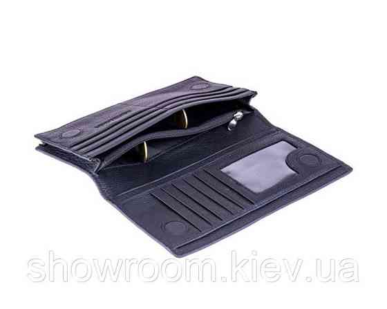 Мужской кожаный бумажник на магните (52) black Киев
