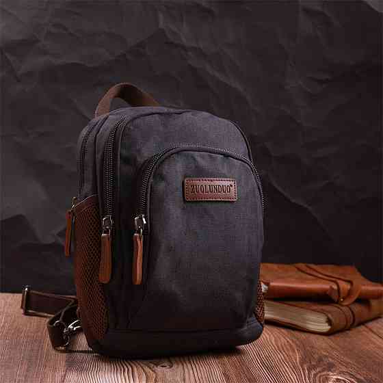 Цікавий рюкзак з поліестру з великою кількістю кишень Vintage 22148 Чорний Київ