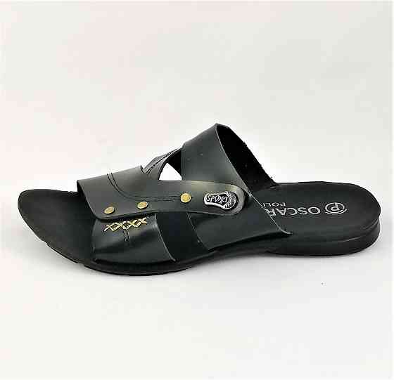 Мужские Шлёпанцы Тапочки Сланцы Чёрные Кожаные (размеры: 41,42,43,44,45) Днепр