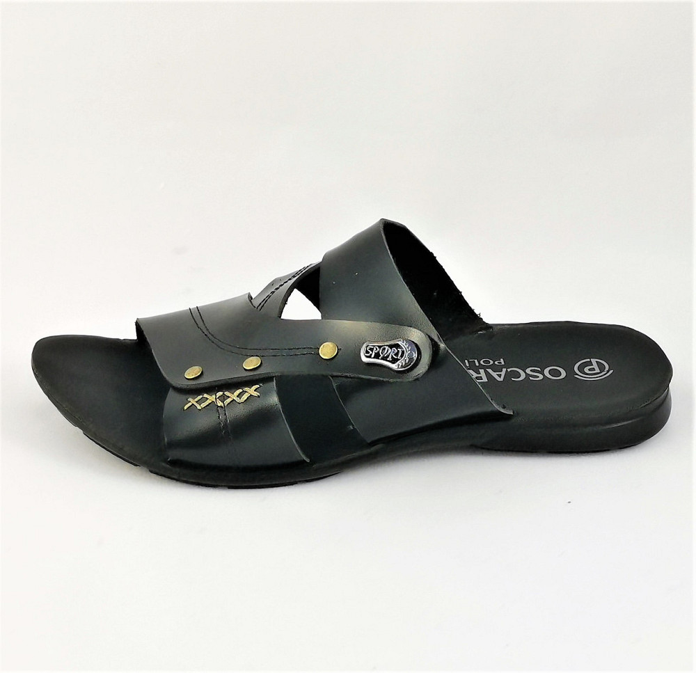 Мужские Шлёпанцы Тапочки Сланцы Чёрные Кожаные (размеры: 41,42,43,44,45) Днепр - изображение 4