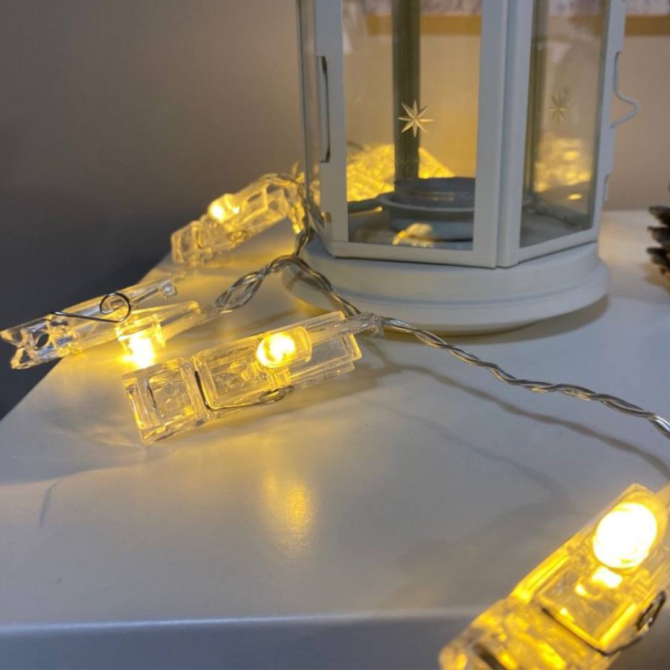 Гірлянда з прищіпками від USB Niki Light лед прищіпки для фото 40 лед 5,8м тепло білий (блочок в ком Київ - фото 6