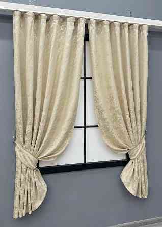 Комплект коротких штор VR-Textil Льон мармур Pavliani ХО № 1909ш Кремовий 130х170 см 2 шт (35-0412) Київ