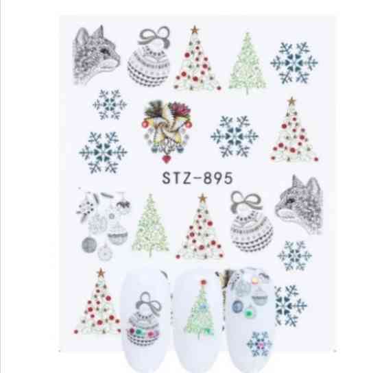 Наклейки на нігті новорічні ялинки, кульки - розмір наклейки 6*5см, інструкція в описі товару Київ