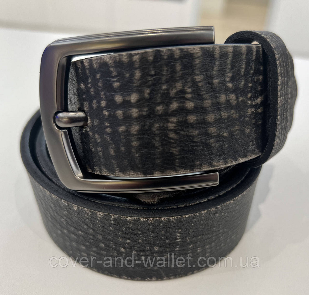 Модний чоловічий шкіряний ремінь із вінтажної шкіри коричневого кольору 40 мм PS Leather Київ - фото 8