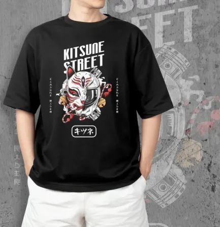 Футболка для подростка мальчика с принтом Кітсуне Стріт Размер 160 Anime10010 Днепр
