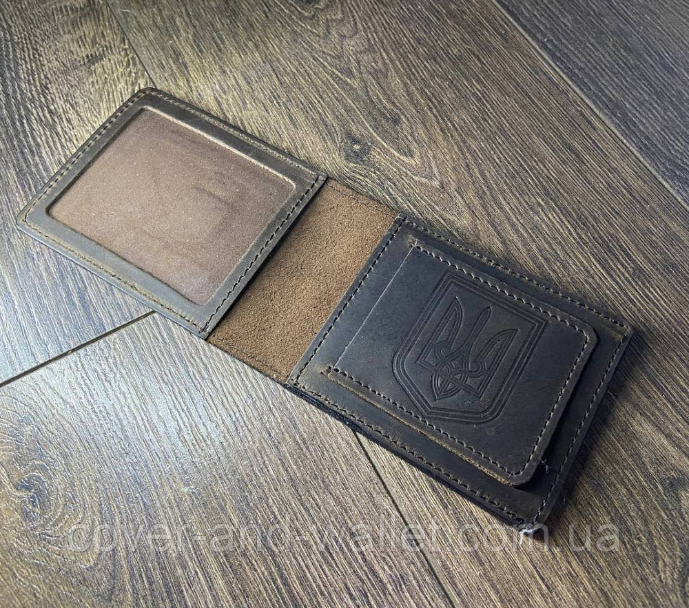 Шкіряна обкладинка на посвідчення "Учасника бойових дій" УБД з додатковим карманом Київ - фото 2