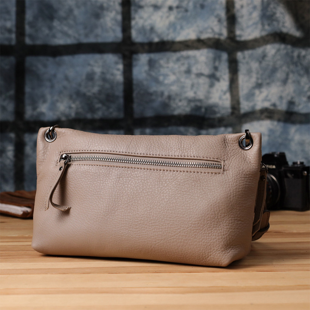 Женская сумка на плечо из натуральной кожи Vintage 23005 Серый Киев - изображение 10