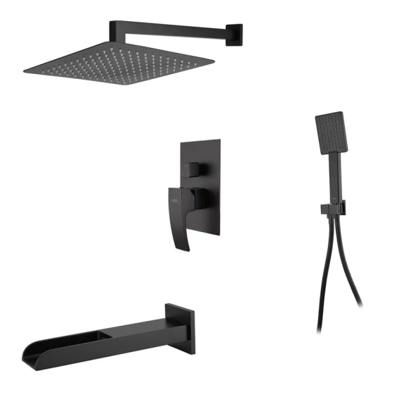 Вбудована душова система із змішувачем водоспад Koer KB-68007-05 (Колір чорний) (KR3467) Київ